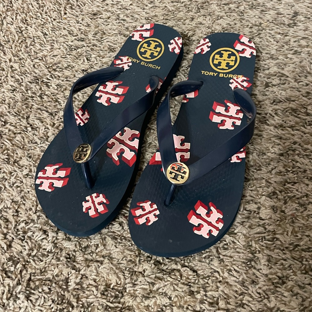 Tory Burch Navy Flip Flops